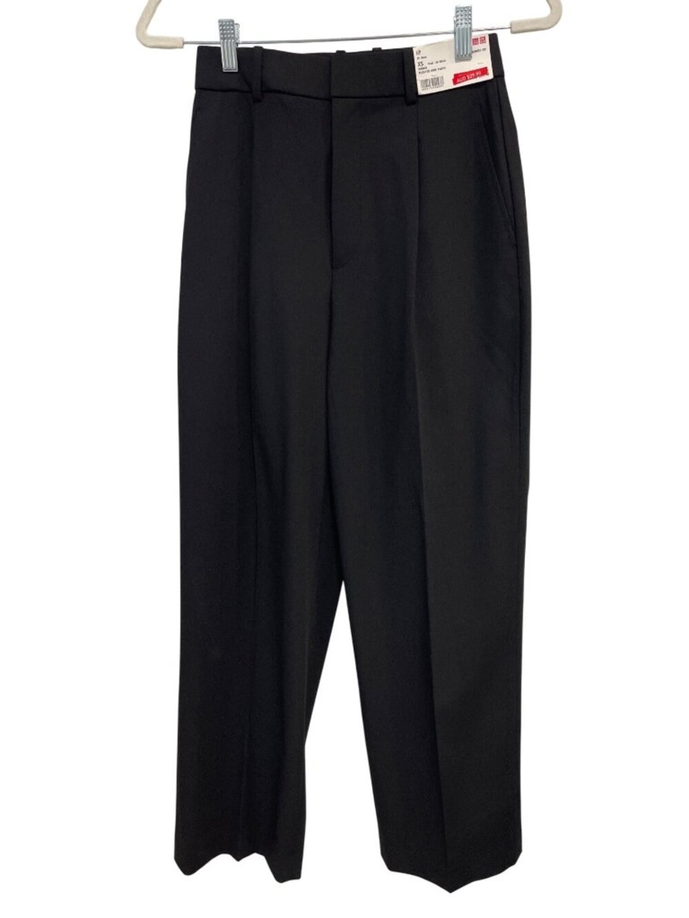 Uniqlo Trouser Pants XS Pleated Front Wide Leg Black Career Corporate Chic NEW